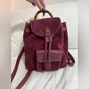 Gucci Bamboo Suede Mini Backpack – Burgundy / Oxblood